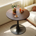 Round Dining Table, 23.6" Small Dining Table for 2 with Thickened Top and Metal Pedestal, Round Kitchen Table for Dining Room, Living Room, Cafe, Walnut