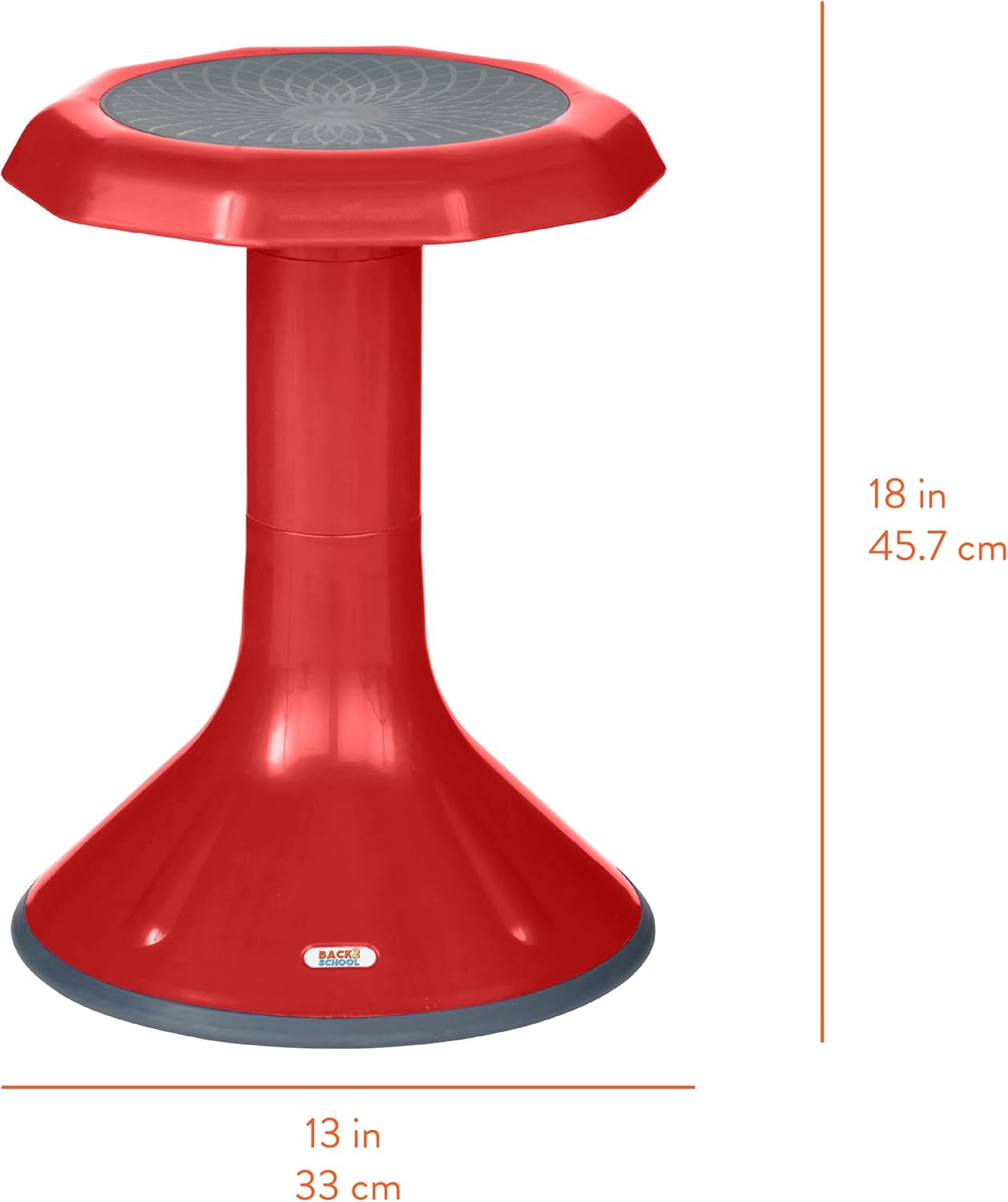 Back2School Express Wobble Sensory Stool for Classroom - 18” Active Flexible Seating Chair for Kids, 220lb Capacity, GREENGUARD Gold Certified, Red