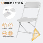 10 Pack White Plastic Folding Chairs, Portable Stackable Commercial Chairs with Steel Frame, 350 lb Capacity Indoor Outdoor Seating for Wedding Party Event Office Dining