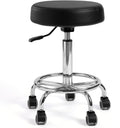 Adjustable Rolling Stool with Wheels & Footrest, 485lb Capacity Drafting Stool Chair, Swivel Salon Spa Tattoo Medical Office Chair, Black