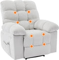 Rocking Recliner Chair with Massage & Heat, Overstuffed Fabric Upholstery, Remote Control, Side Pockets, for Living Room, Bedroom, Nursery, Home Theater, Beige