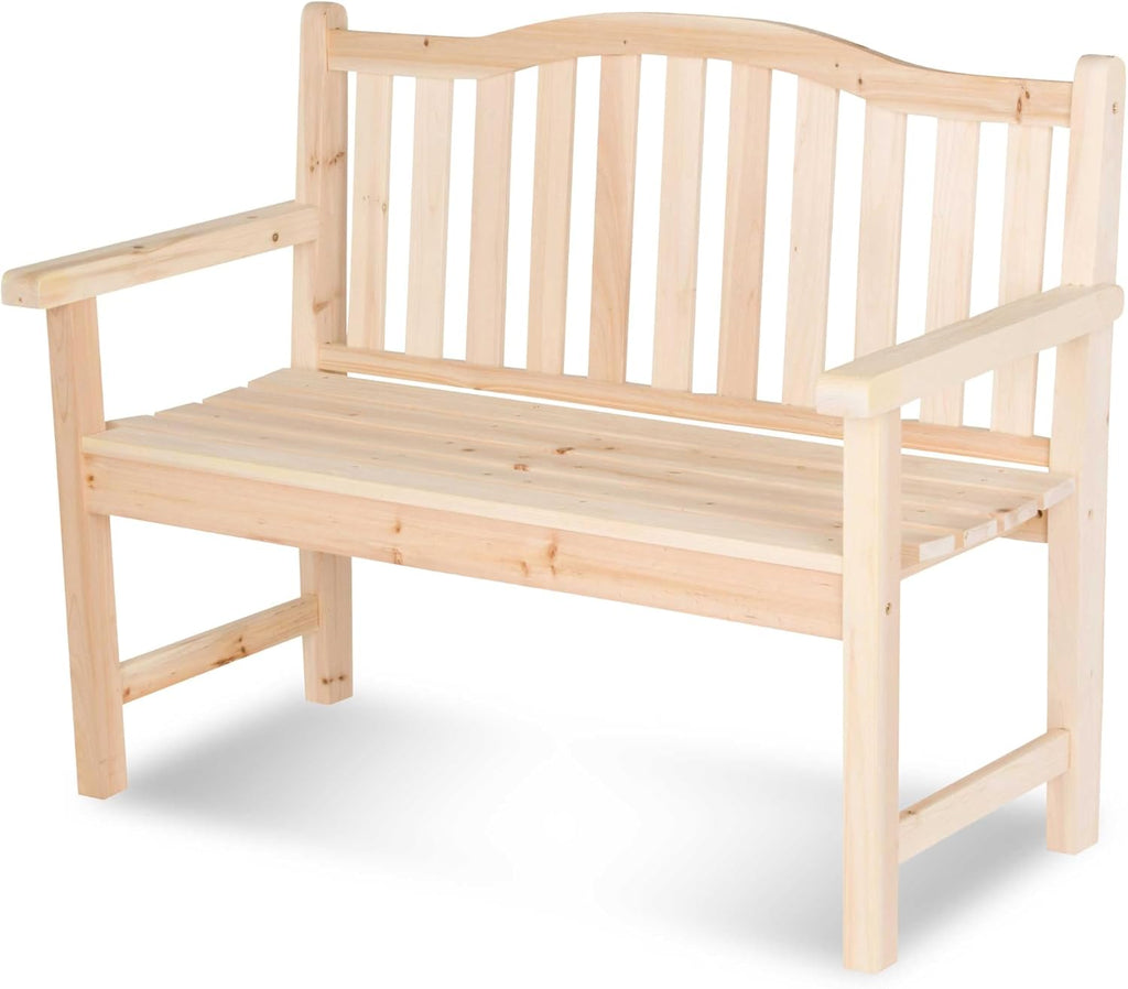 Shine Company 4212N-142 Belfort II Wooden Outdoor Patio Garden Bench, Light Beige