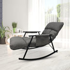 Modern Rocking Chair Accent Rocker Armchair Reading Chair Nursery Chair with Side Pocket Adjustable High Back