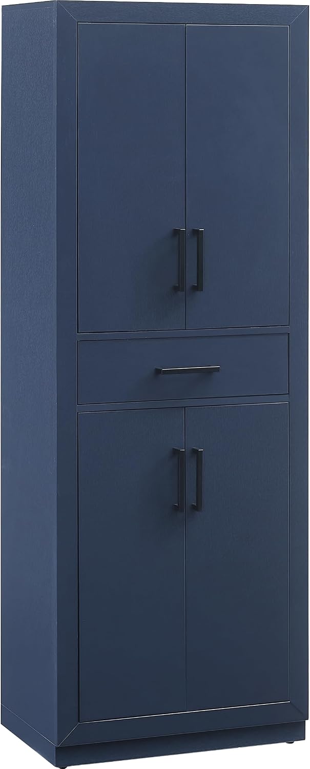 Crosley Furniture Isla Modern Kitchen Storage Pantry Cabinet with Shelves, Dining or Laundry Room, Navy