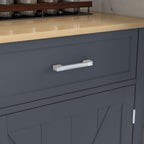 HOMCOM Rolling Kitchen Island with Drop Leaf Wood Breakfast Bar, Farmhouse Kitchen Cart with 2 Drawers, Adjustable Shelves for Dining Room, Dark Gray