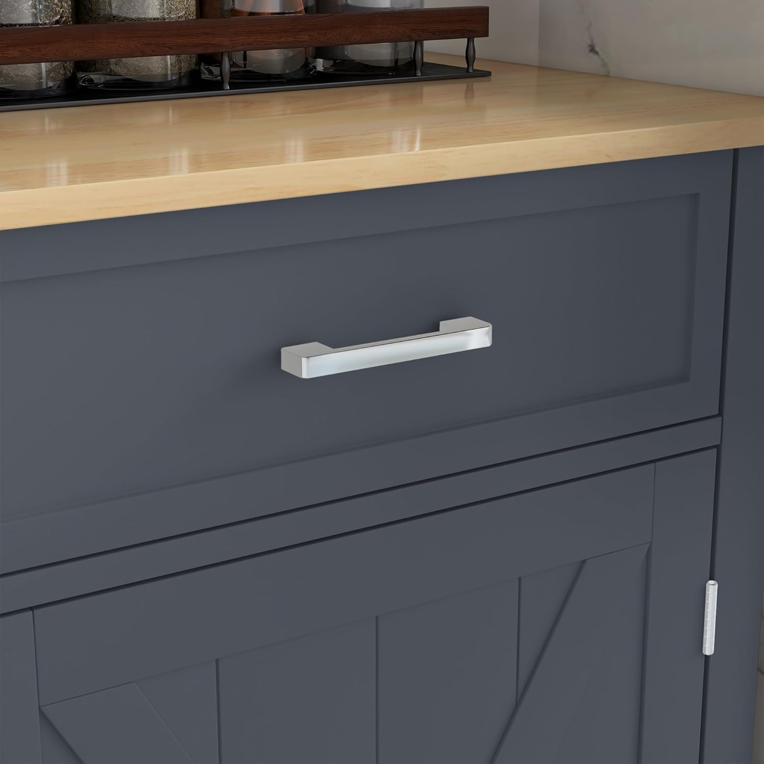 HOMCOM Rolling Kitchen Island with Drop Leaf Wood Breakfast Bar, Farmhouse Kitchen Cart with 2 Drawers, Adjustable Shelves for Dining Room, Dark Gray