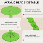 Acrylic Side Table, End Table Round Top with Solid Post, Clear Modern End Tables, Small Pedestal Drink Tables, Small Spaces Home Decor for Living Room, Bedroom, Balcony Green