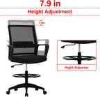 Drafting Chair Tall Office with Lumbar Support Arms for Standing Desk Swivel Rolling Mesh Footrest Ring Height Adjustable Stool Bar High Desk, 250lbs, Seat-Hight 20.7-28.5 inch
