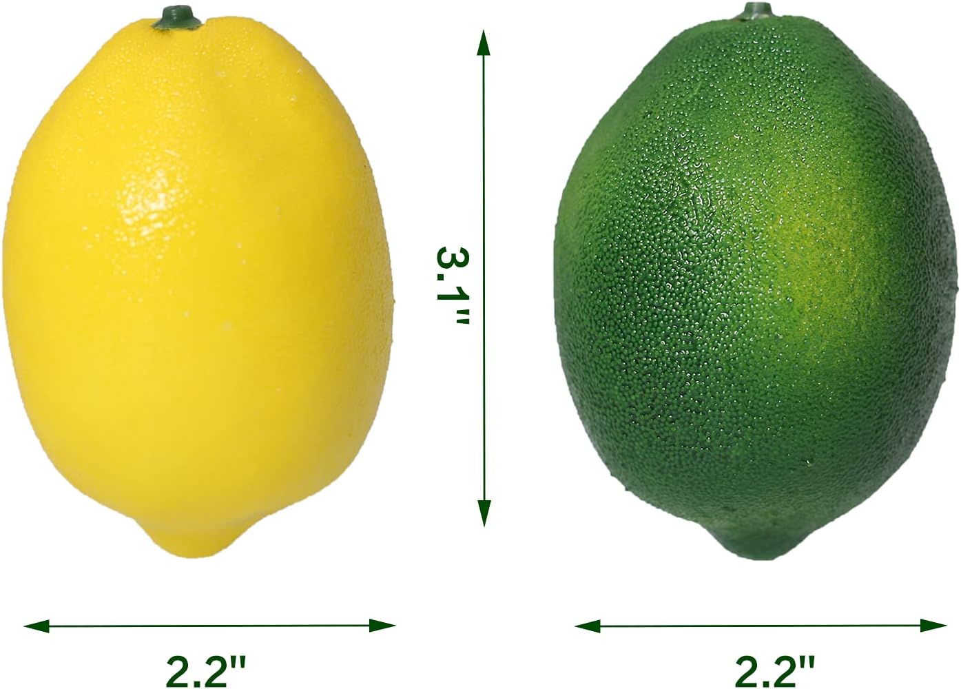 Fake Fruit Artificial Lemons 24 Pcs, Faux Lemon Leaves 12 Pcs Lifelike Fake Lemon Decor for Kitchen Table Cabinet Party Plastic Fruits Photography Prop