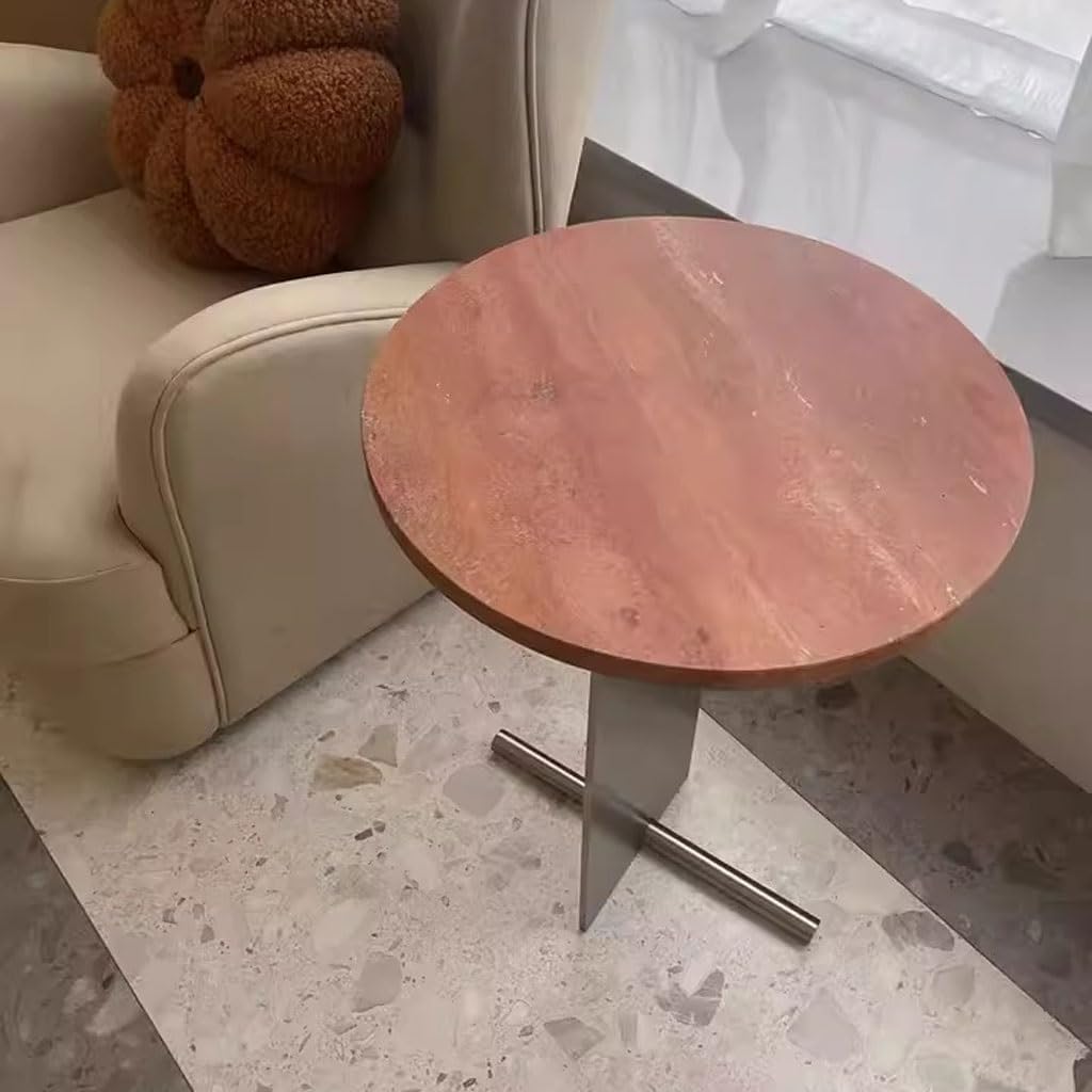 Rustic Side Table Living Room Home Travertine Sofa Side Table Simple Artistic Small End Table for Living Room