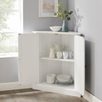 HomeStock Corner Pantry Cabinet - White Kitchen Storage, Stackable, 36" Height