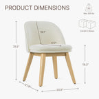 KISLOT Wooden Dining Chairs Set of 4, Fabric Upholstered Modern Dining Room Chairs with Double-Layer Thick Seat Cushion & Ergonomic Backrest for Restaurant, Kitchen and Café, 2 Boxs