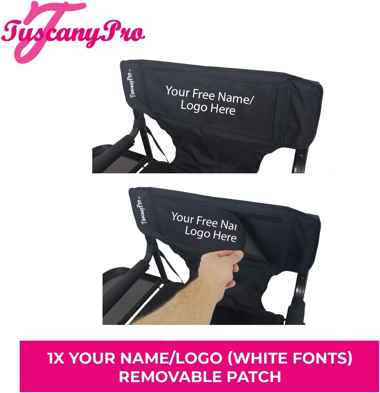 Portable Professional Tall Directors Chair with Side Tray - Custom Name/Logo Imprinted - 29 Inch Seat Height - for Salons, Makeup Artist, Hairstylist - Foldable Design