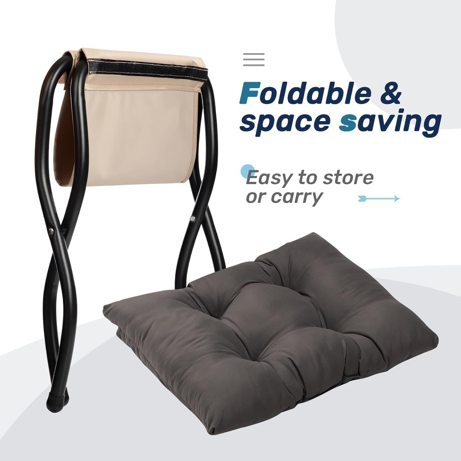 HollyHOME 15"(H) Folding Footrest Stool, Small Foldable Ottoman, Accent Padded Sofa Foot Stool for Chairs and Sofas, Portable Foot Rest Ottoman for Home, Living Room, Bedroom,Dorm,2-Pack,Dark Grey
