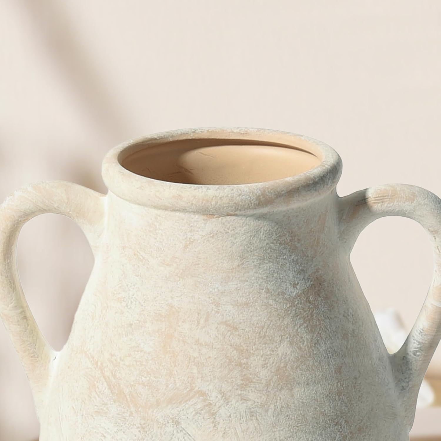 MILÖNGA Ceramic Vase Raw Terracotta Vase for Centerpieces,Modern Farmhouse Rustic Vintage Flower Vase for Pottery Barn Home Decor,Living Room,Kitchen Bedroom (Off-White, 7.5 Inches)