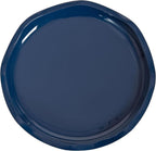 Kate and Laurel Alessia Modern Decorative Round Drink Table, 8 x 8 x 22, Navy Blue, Transitional Glossy Pedestal Plant Stand with Smooth Curvature and Wavy Scalloped Tabletop