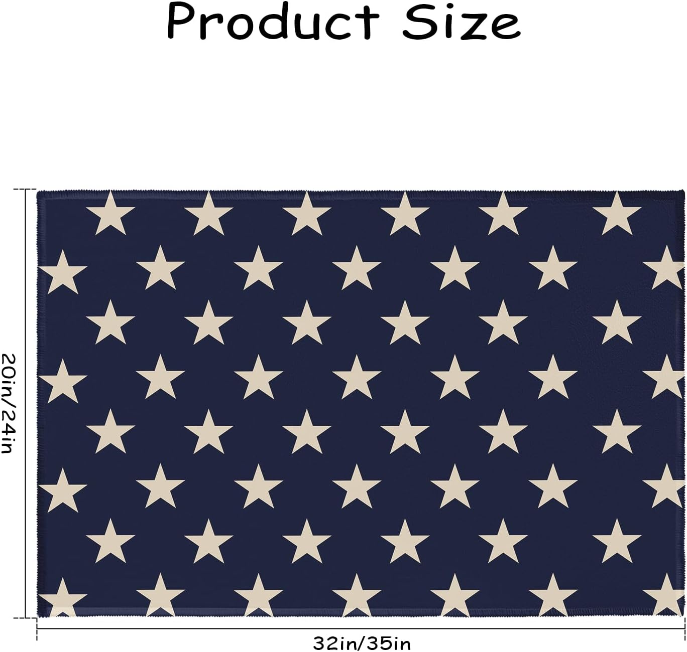 Patriotic Star Doormat Blue 4th of July Memorial Day Independence Day Decorative Front Door Mat Decor Neutral Farmhouse Floor Mats for Entryway Indoor Outdoor Outside Entrance, 32x20 Inch