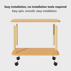 Rolling End Table with Wheels - 2-Tier Wood Side Small Printer Stand with 360° Swivel Casters, Mobile Nightstand & Sofa Table for Living Room, Bedroom, Office