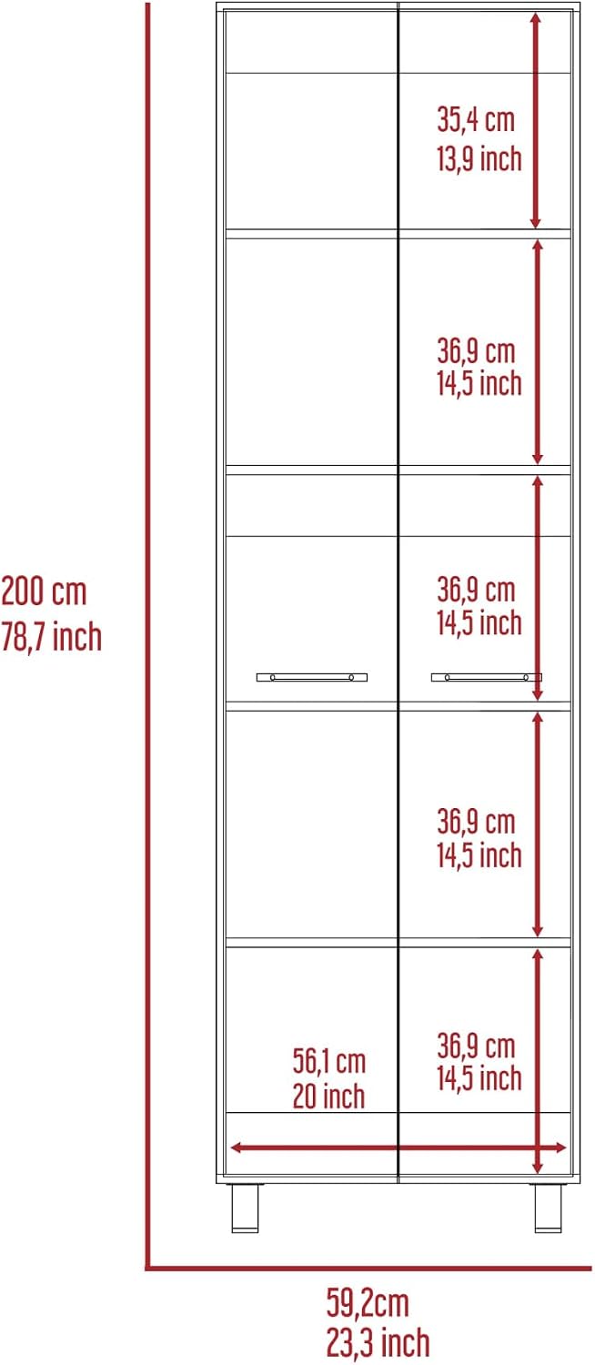 Freestanding Pantry Cabinet, Storage Sideboard Locker with Five Interior Shelves,for Kitchen Home