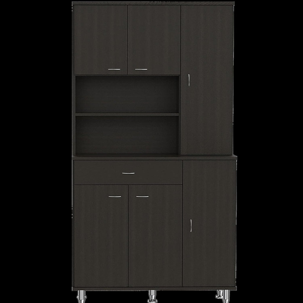 Black Pantry with 1 Shelf and Drawer - Store Your Kitchen Items Efficiently Keep Well-Organized Functional