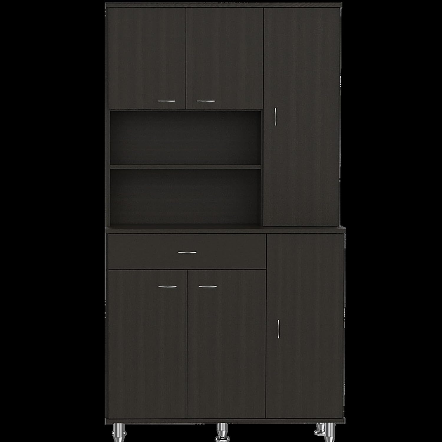 Black Pantry with 1 Shelf and Drawer - Store Your Kitchen Items Efficiently Keep Well-Organized Functional