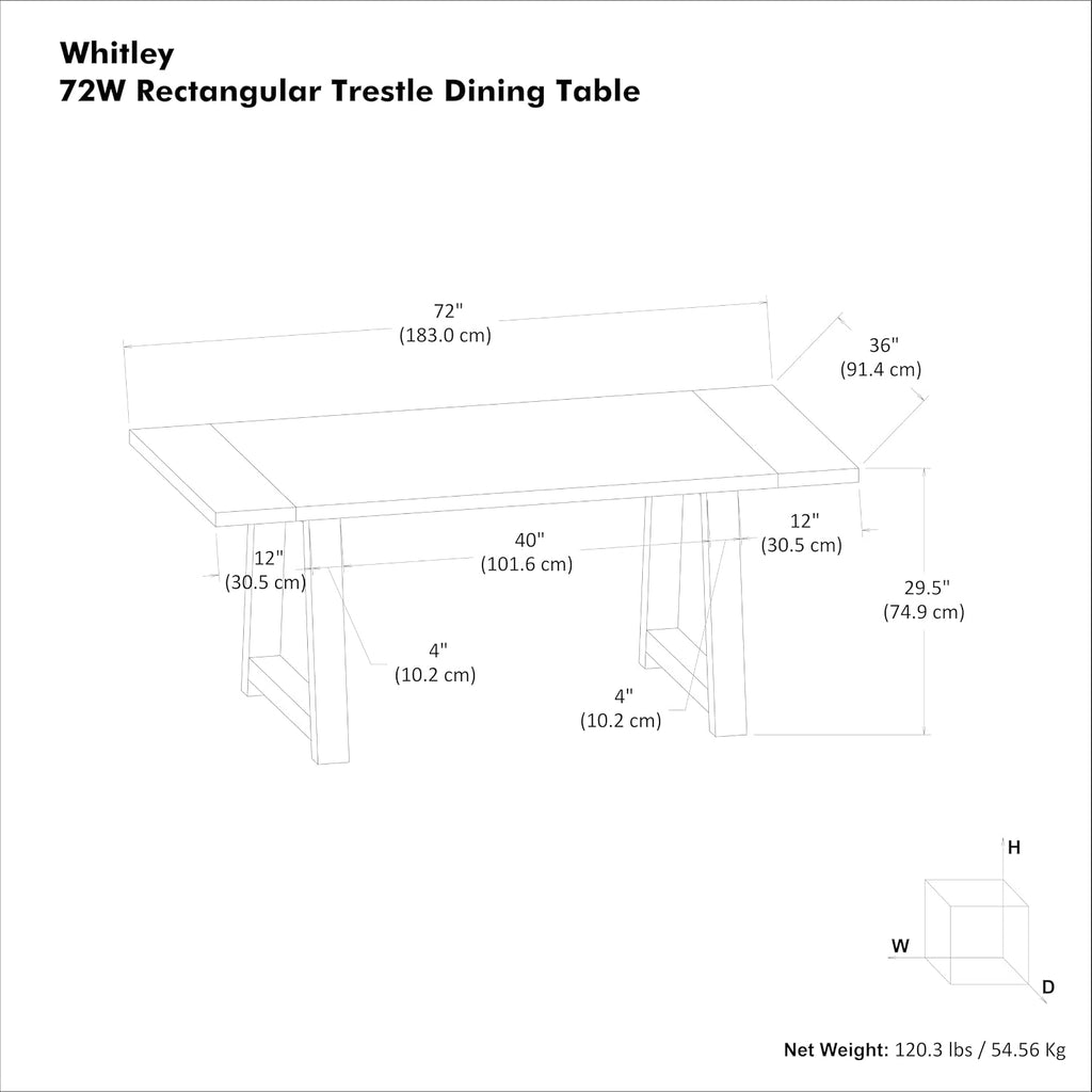 SIMPLIHOME Whitley Dining Table - 72 inch Wide Solid Mango Wood Rectangular Table in Medium Brown, Modern Farmhouse Style for Dining Room or Kitchen with Extra-Thick Trestle Base, Seats 6