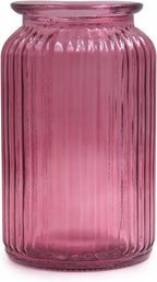 OFFIDIX Glass Vase,7.3 * 4.3in Vertical Line Geometric Faceted Design Flower Vase