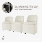KISLOT Upholstered Dining Chairs Set of 2 with Hidden Casters, Modern Kitchen Chairs with Removable Washable Cover, Padded Dining Room Chairs with Chenille Velvet Fabric & Metal Frame, Beige