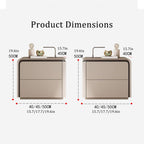 Solid Wood Small Bedside Tables for Spaces Modern Nightstand with 2 Drawers, Bedside Table with Leather, Fashion Night Stand for Bedroom, No Assembly Required(Brown Left,19.6*in)