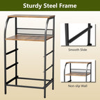 Night Stand Set 2, Tall Nightstand with 3 Fabric Drawers, Bedside Table with 2-Tier Wood Shelf, End Table for Bedroom, Steel Frame, Wood Top, Rustic Brown