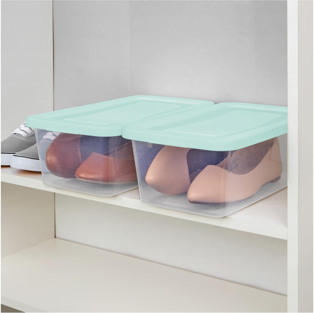 Sterilite 5-Pack Stackable Storage Bin with Lid, Clear Plastic Design, 6 Quart