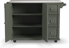 Homestyles Mobile Kitchen Island Cart with Stainless Steel Top, Sage Green