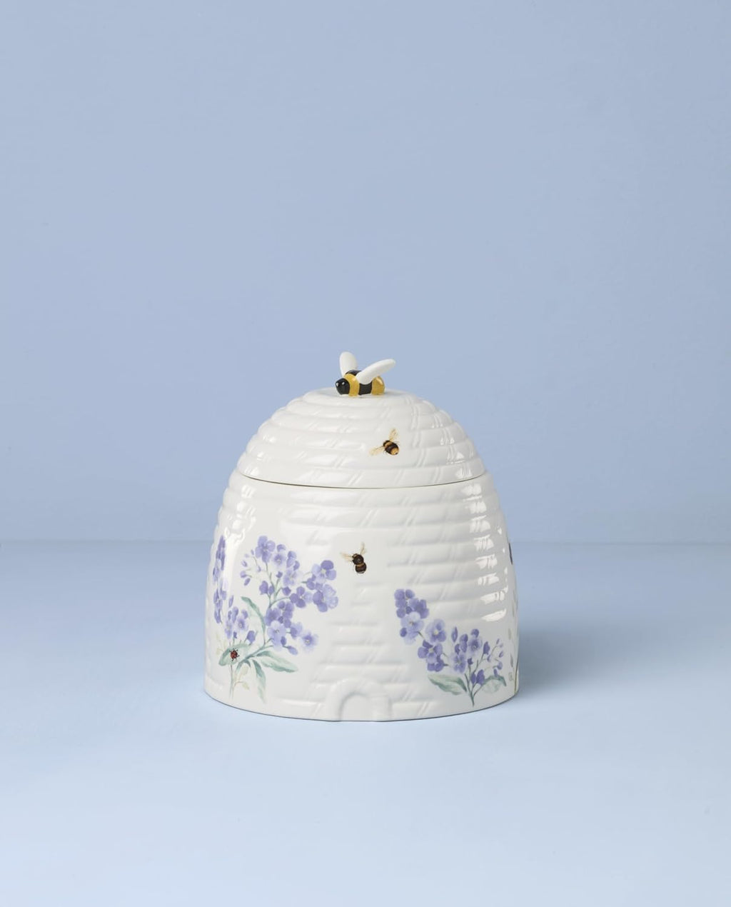 Lenox Home And Kitchen, Butterfly Meadow Beehive Candy Jar, Porcelain Material, Candy Bowl, Dishwasher Safe, Kitchen And Dining, Butterfly And Flowers, Pantry Storage, Table Decor (White, 1 Piece)