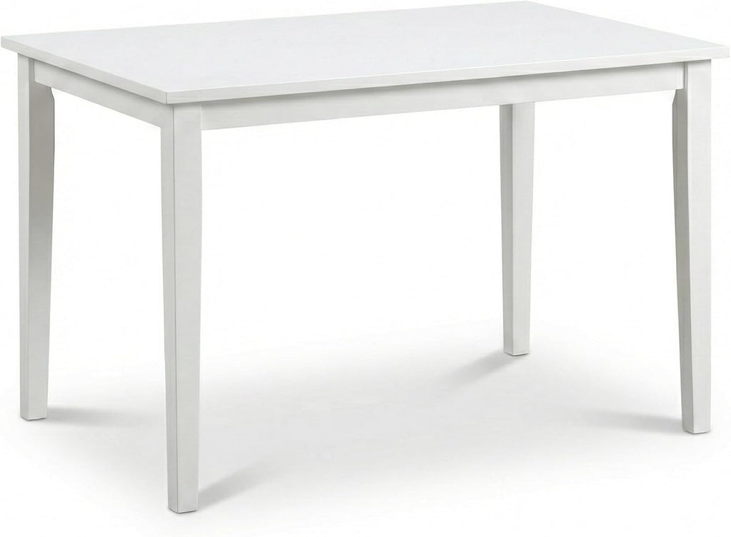 Modern 43.3 Inch Rectangular Dining Table, White Finish Solid Rubberwood