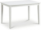 Modern 43.3 Inch Rectangular Dining Table, White Finish Solid Rubberwood