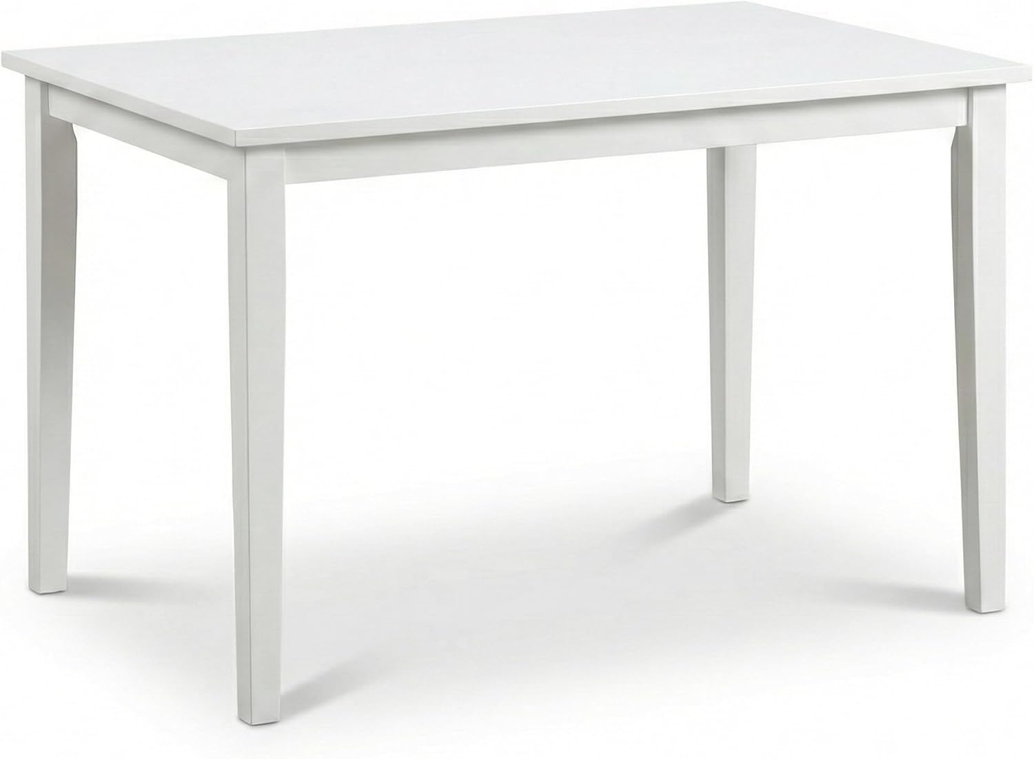 Modern 43.3 Inch Rectangular Dining Table, White Finish Solid Rubberwood