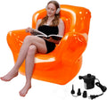 Inflatable Chair Blow Up Sofa with Electric Pump, Transparent PVC Couch Single Seat for Adults, Indoor Outdoor Furniture Air Sofa for Bedroom Camping Pool 300LB (Orange)