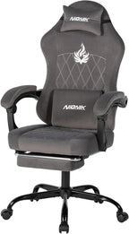 Ergonomic Gaming Chair Video Gamer Chairs Gaming Computer Chairs Gamer Chairs for Adults Massage Lumbar Support Swivel Height Adjustable Headrest Backrest Grey
