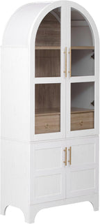 LUMISOL 71" Tall Arched Pantry Cabinet, Modern Kitchen Storage Cabinet with Doors, Wood Kitchens Storage Cabinet with 4-Tier Door Shelves & Drawer & Adjustable Shelves, White