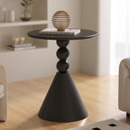 Metal Round Side End Table with Sturdy Base, Black Round Coffee Table Modern Nightstand Sofa Side Table End Table Accent Pedestal Table for Small Space Living Room Balcony