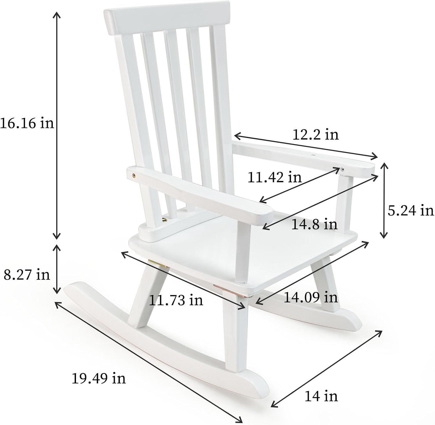 Kids Rocking Chair for Toddler and Small Baby Wooden Comfy Rocker Furniture Indoor Cozy Recliner for Bedroom Play Room Couch Outdoor White