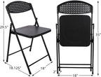 Lightweight Plastic Folding Chair Black Ergonomic Curved backrest with Padded Non-Slip Foot Cover for Indoor and Outdoor use