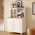 Kitchen Pantry Cabinet, Farmhouse Pantry Storage Cabinet, Freestanding Kitchen Cupboard, Modern Hutch with Storage Drawers, for Dining Room Living Room Furniture(White,128x60cm/50.4x23.6in)