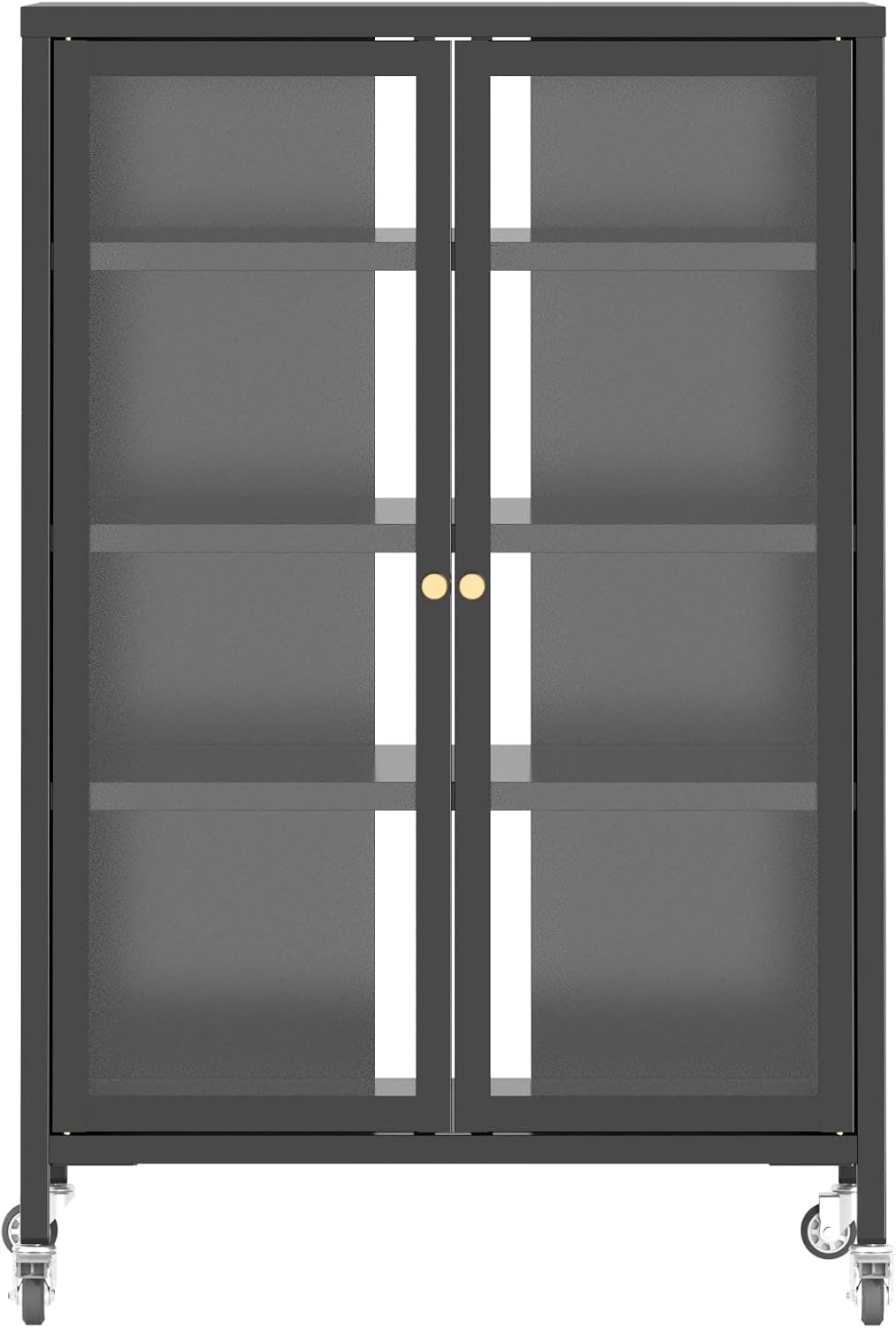 Tall White Metal Kitchen Pantry Cabinet, Stainless Steel Frame Storage Cabinet with Adjustable Shelves & Glass Doors, for Small Kitchen Pantry Living Room Bathroom, 27.6x13.8x72 Inches