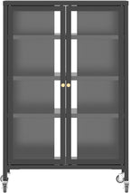 White Kitchen Pantry Cabinet, Freestanding Storage Cabinet with 5 Adjustable Shelves & Glass Doors, Magnetic Closure, for Small Kitchen Pantry Living Room Bathroom, 27.6x13.8x72 Inches