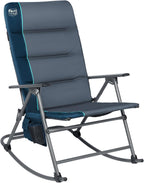 Timber Ridge Oversized Folding Rocking Camping Chair, Padded Outdoor Rocker with High Back, Portable Outdoor Chair for Patio, Garden, Lawn, Supports up to 400 lbs, Blue
