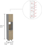 82" Tall Kitchen Pantry, Six Shelves, Double Doors, Light Pine - Home Storage Organizer