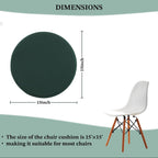 Dark Green 15.7 Inch 2 Pack Round Memory Foam Chair Pad, 1.8" Thick Anti-Slip Stool Cushion for Extended Sitting, Comfortable Seat Cushion for Dining Room Kitchen Office with Removable Cover