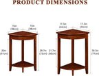 Home Furnishing Corner Table, Solid Wood Triangle Corner End Table, Compact Sofa Side Tables for Small Space Little Corner (Brown,15 * 15 * 28.7in)