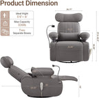 MAMAZING Lullapod Max Power Nursery Rocking Chair with Independent Recline & Footrest, Swivel Nursery Recliner Glider with Electric Adjustable Armrests, Silent Rocking, Oeko-TEX Certified